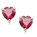 10k White Gold Heart-Shaped Created Ruby Earrings