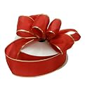 Red & Gold Satin Ribbon - 100 Ft