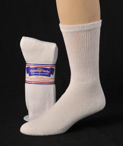 Diabetic Socks, Ultra Light, 12pair, Crew/White Size 9-11