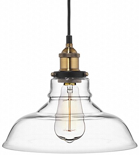 Glass Pendant Light By Deneve - Best Top Mounted Hanging Ceiling Chandelier Fixture - Modern Industrial Vintage Lighting Lamp Concepts for Dining Room Night Light