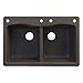 Transolid ATDE3322-12-CADE Aversa Granite 4-Hole Drop-in Double-Bowl Kitchen Sink, 33-in L x 22-in W x 9-in H, Espresso