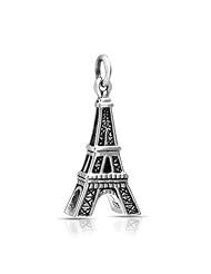 Bling Jewelry Antiqued 925 Sterling Silver Paris Travel Eiffel Tower Pendant