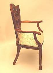 Dollhouse Miniature Round back Miniature Handcarved Walnut Arm Chair