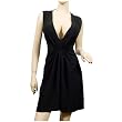 Sexy Black Low Cut V-Neck Plus Size Mini Dress
