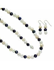 Sterling Silver Multi-colored Freshwater Cultured Pearl 3 Piece Set