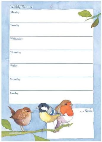 Weekly Planner Pad - GARDEN BIRDS design - use as meal planner, jobs list or for messages