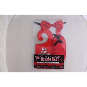 VALENTINES ADULT LOVE KIT SET - RIBBON, NAUGHTY BLINDFOLD, BOW TIE & DOOR SIGN