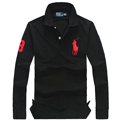 Polo Ralph Lauren Men's Shirt Long Sleeve (S, Black/Red Pony)