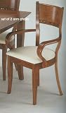 Review visiondecor Furniture  / 2 Cherry Brown Finish Modern Wood Dining Arm Chairs w/Cushion Seats
