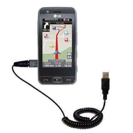 Coiled USB Cable for the LG Encore with Power Hot Sync and Charge capabilities - uses Gomadic TipExchange Technology