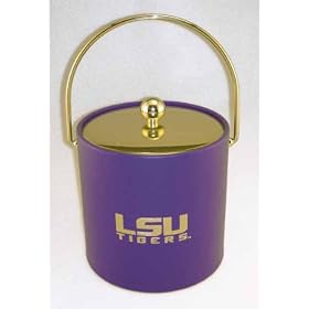 Kraftware 22068 LSU 3 Quart Ice Bucket with Gold Logo, Metal Bale Handle and Metal Cover by Kraftware