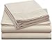 Clara Clark Premier 1800 Series 4pc Bed Sheet Set - Queen, Cream/Beige, Hypoallergenic, Deep Pocket