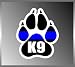 K9 Canine Police Dogs Paw Design Blue Ribbon Vinyl Decal Bumper Sticker 4" X 5"