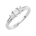 1/2 Carat Diamond Classic Princess Cut Engagement Ring in 10K White Gold Size-7