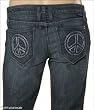 J & Company Womens Jeans Beverly Stitched Peace Sign Boot Cut