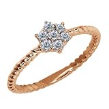 Round White Diamond Gold Plated Sterling Silver Ring