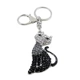 Black Crystal Cat Purse Charm Keychain