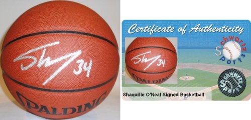 Shaquille O''Neal Signed Spalding All Surface Basketball   Miami Heat NBA Basketball