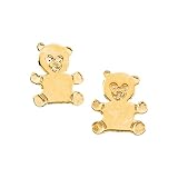 14K Yellow Gold Children's Teddy Bear Earrings