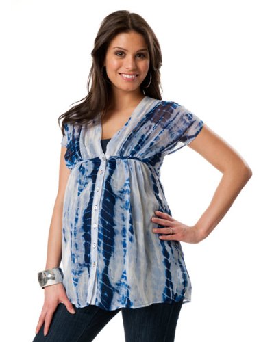 Motherhood Maternity: Short Sleeve Button Front Maternity Tunic