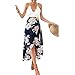 Women Floral Halter Backless Boho Slit Front Beach Maxi Sundress