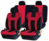 Universal Full Set of Car Seat Covers – Double Stitched Racing Style – Black and Red Uaa003: car seat covers