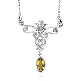 Sterling Silver Celtic Marquise-Shaped Citrine Necklace, 20.5"