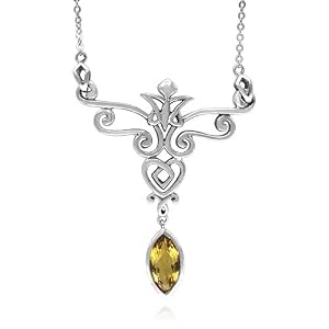 Sterling Silver Celtic Marquise-Shaped Citrine Necklace, 20.5 by