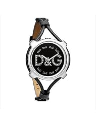 D&G Dolce & Gabbana Womens DW0843 Lisbon Silver Case Black Dial Spaghetti Strap Watch