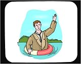 Mouse Pad with man, body, humor, individuals, individual, inner-tube, humans, standing, person, water, human, persons, people