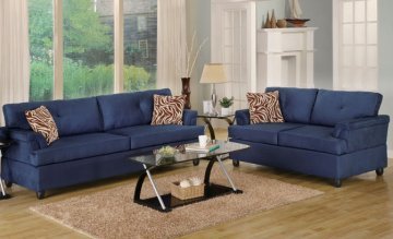 San Mateo Navy Microfiber Sofa Set by Urban Cali
