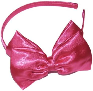 A Girl Company Satin Headband with Attached Layered Hair Bow (Hot Pink)