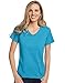 Hanes Ladies ComfortSoft V-Neck T-Shirt. 5780 (Aquatic Blue) (Medium)