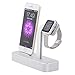 Apple Watch Stand, Teslasz 2 in 1 Premium Aluminum Charging Dock Station Stand Holder for Apple iWatch & iPhone(iPhone 5/ 5S/ 6/ 6 Plus, iWatch BASIC / SPORT / EDITION Model)-Silver