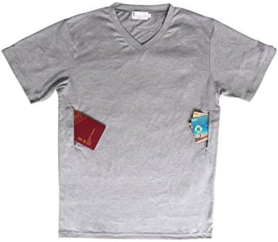 Clever Travel CompanionV-Necked Men's Tee Shirt - Pickpocket Proof Sublimation Tees with 2 Secret Hidden Pocket