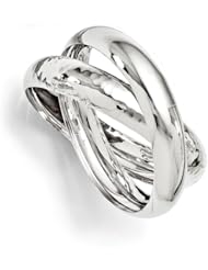 Leslies Sterling Silver Polished and Hammered Double Slip-on Bangle