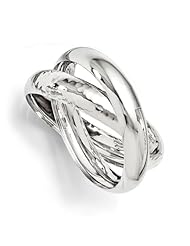 Leslies Sterling Silver Polished and Hammered Double Slip on Bangle