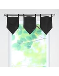 Home: Chooty & Co. Chooty and Co Circa Solid V Valance with 2 Tab Tops, Night, Linen - Chooty and Co