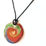 Glass Pendant Round Swirl Blue Red & Green