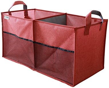 Raspberry Red Twill Cargo Storage Tote - 2 Compartments