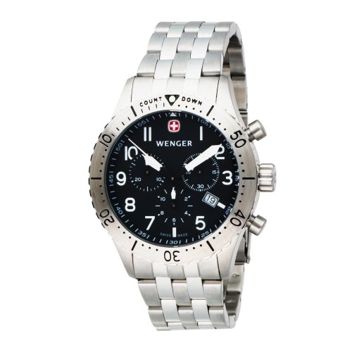 Wenger Men's 77009 AeroGraph Chrono Black Dial Steel Bracelet Watch