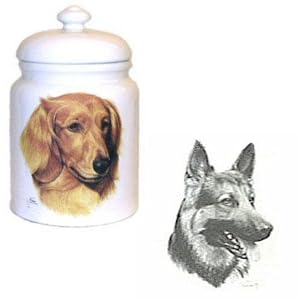 German Shepherd Cookie Jar, Porcelain by Rosalinde by