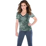 Touch by Alyssa Milano New York Jets Womens Fade Route Low V-Neck T-Shirt XX Large
