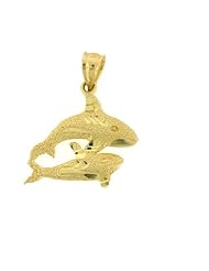 Dazzlers Solid 14 karats gold Double Whale Charm Pendant Available in three colors from jewelsberry (weights: 1.5 grams only)