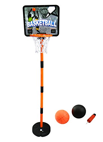 Night Lions TechÂ® Electronic Scoring 67"Inches Height Adjustable Shatterproof Protable Basketball Hoop System Basketboard Set Toys with 2 Balls