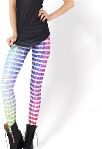 Buyme Fashion Women Galaxy Rainbow Digital Print Thick Stretch Leggings One Size