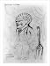 Historic Print (L): Alexander Archipenko with statue of headless woman ; [Sketches of three men's heads, one