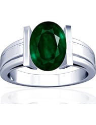 14K White Gold Oval Cut Emerald Solitaire Ring