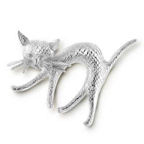Designer Inspired Sterling Silver Perched Cat Pin - Bling Jewelry 