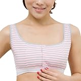 DEHANG 母乳育児用 授乳ブラジャー 授乳服 授乳ブラ マタニティ授乳用ブラジャー コットン ストライプ ピンク 80A-E